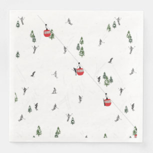 Skilanglauf Roter Skilift Illustration Serviette