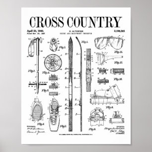 Skilanglauf Vintages Patent Ski Ski Ski Poster