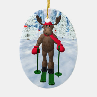 Skilanglauf-wunderliches Ren Keramik Ornament