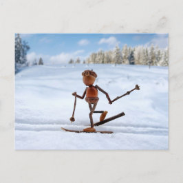 Skilaufen auf der Schneewinterkarte Postkarte