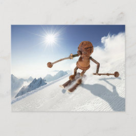 Skilaufen auf der Schneewinterkarte Postkarte