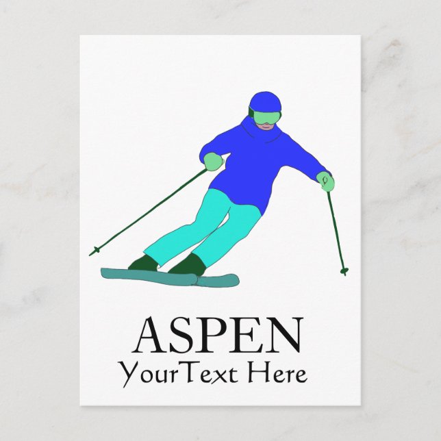Skilaufen Ski Party Aspen Custom Text Postkarte (Vorderseite)