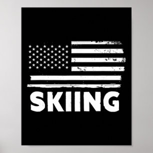 Skileben USA-Flagge Patriotisches Sportdesign Poster