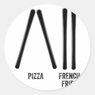 Skilehrer Pizza &amp; Pommes frites Anleitung Runder Aufkleber