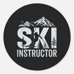 Skilehrer, Ski-Lehrer, professioneller Skifahrer Runder Aufkleber