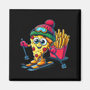 Skilektion Pizza Frites Skifahren Pizza Liebhaber Magnet