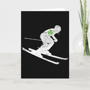 Skiliebhaber grünes Kleeblatt St. Patricks Day  Karte