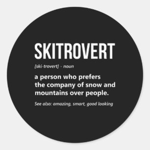 Skiliebhaber Lustige Skitrovert Definition Berg Sk Runder Aufkleber