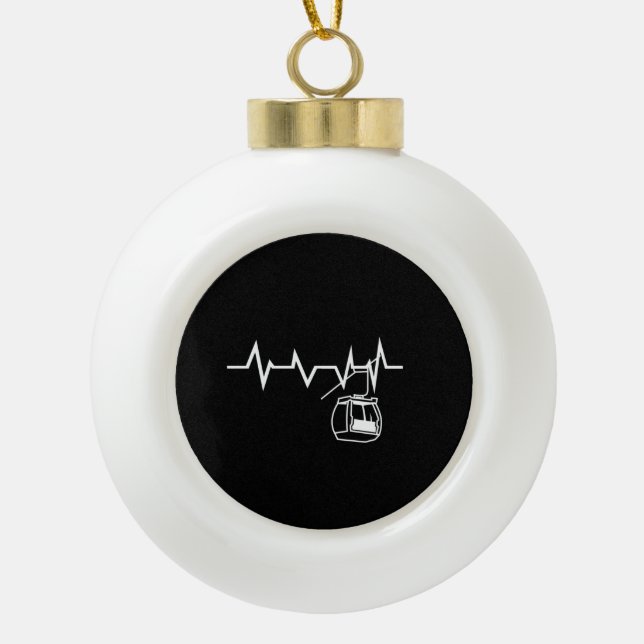 Skilift Heartbeat Keramik Kugel-Ornament (Vorderseite)