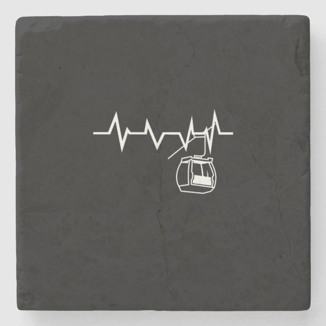 Skilift Heartbeat Steinuntersetzer (Vorderseite)