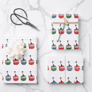 Skilift Retro-Illustration Geschenkpapier Set