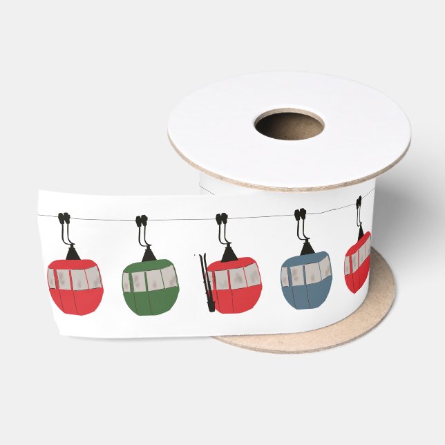 Skilift Retro-Illustration Satinband (Spule)