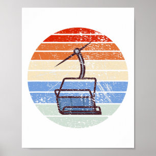Skilift Retro Vintager Design Skier Poster