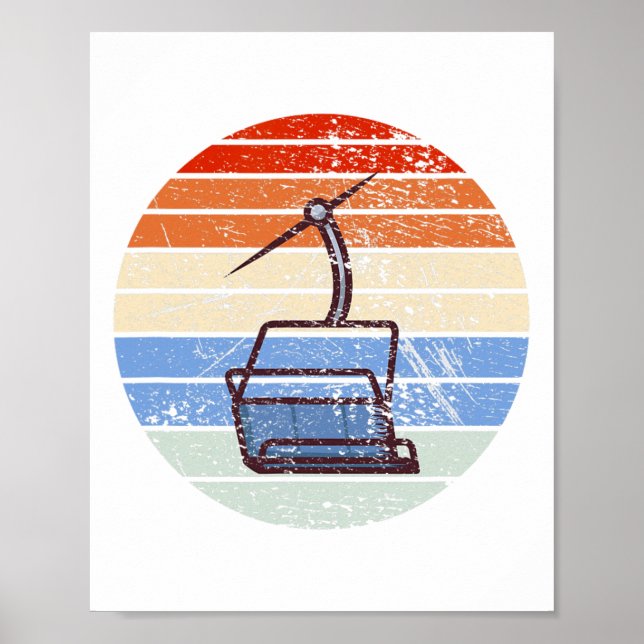 Skilift Retro Vintager Design Skier Poster (Vorne)