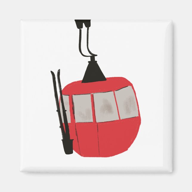 Skilift Rot Retro - Retro - Bild Magnet (Vorne)