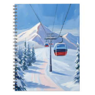 Skilift   Schneebebirg-Seilbahn Wasserfarbe Notizblock