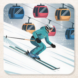 Skilift Skier Untersetzer Set