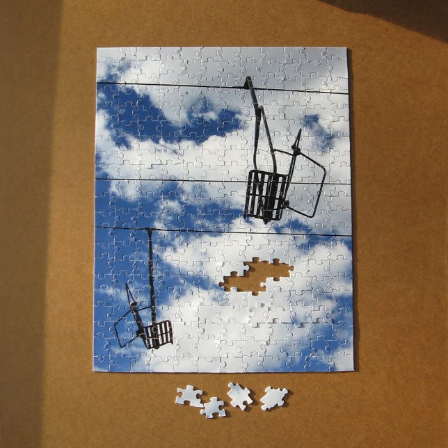 Skilift und Himmel (Ski Lift and Sky Jigsaw Puzzle, in progress, In Situ)