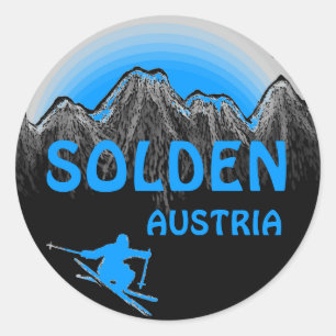 Skilogo-Kunstaufkleber Solden Österreich blaue Runder Aufkleber