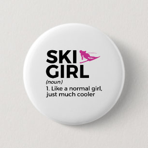 Skimädchen-Definition Lustiger Ski Button