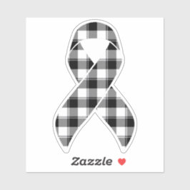 Skin Cancer Awareness Plaid Black Ribbon Sticker