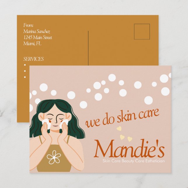 Skin Care Esthetician Business Salon Branding B Postkarte (Vorne/Hinten)