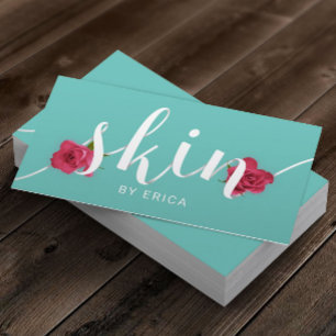 Skin Salon Floral Typografie Östhetikerin Aquamari Visitenkarte