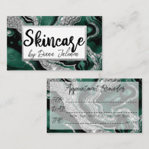 Skincare Erinnerung Silver Green Marmor Visitenkarte