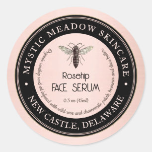Skincare Label Queen Bee Metallic Rose Gold Runder Aufkleber