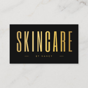 Skincare Minimalist Schwarz und Gold Visitenkarte