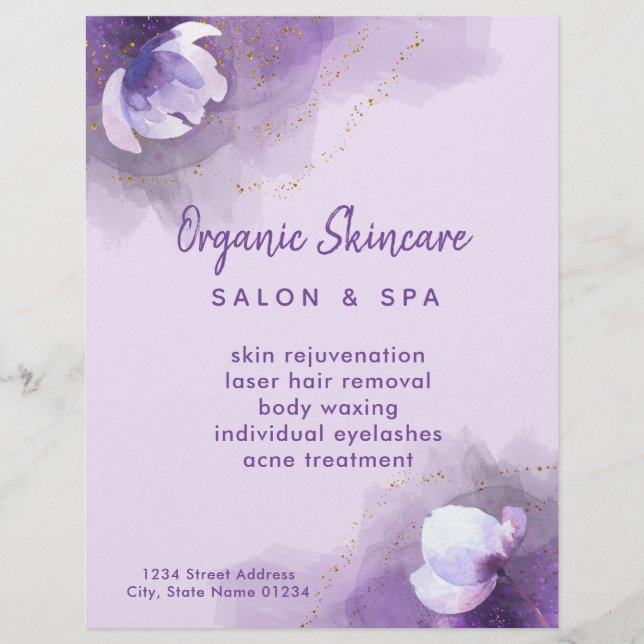 skincare purple watercolor flyer (Vorne)