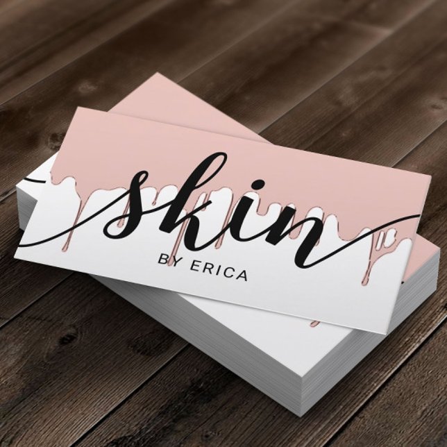 Skincare Salon Spa Esthetician Rose Gold Drips Visitenkarte (Von Creator hochgeladen)