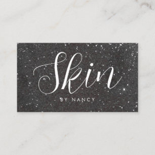 Skincare Typografie Black Glitzer Business Card Visitenkarte