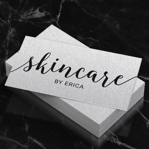 Skincare Typografie Elegant Esthetician Silver Visitenkarte