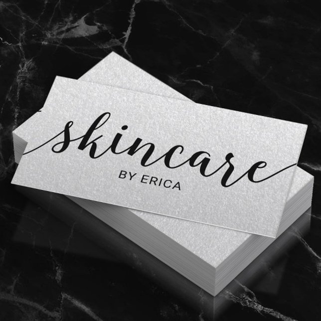 Skincare Typografie Elegant Esthetician Silver Visitenkarte (Von Creator hochgeladen)