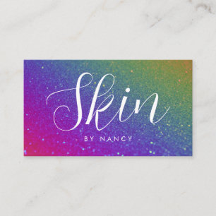 Skincare Typografie Rainbow Glitzer Visitenkarte