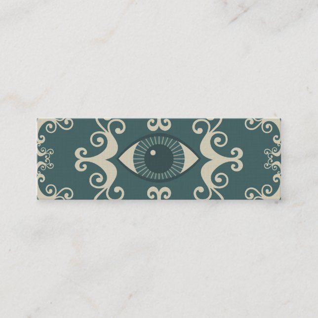 Skinny Aquamarin Damask Eyeball Psychische Leserka Mini Visitenkarte (Vorderseite)