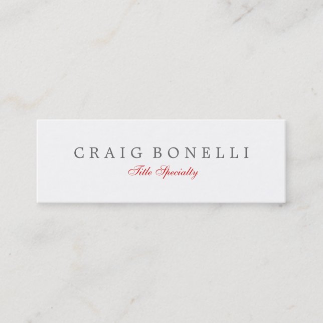 Skinny Artistic Handwriting Business Card Mini Visitenkarte (Vorderseite)