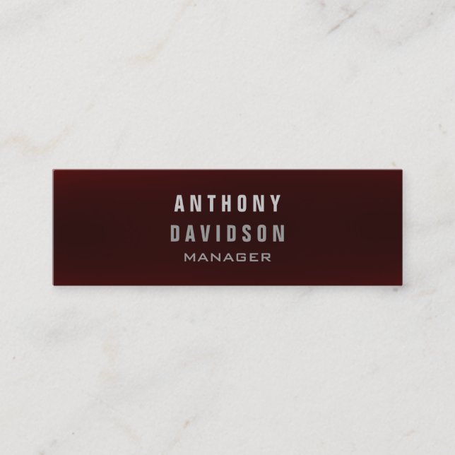Skinny Beruflich Dark Red Manager Business Card Mini Visitenkarte (Vorderseite)