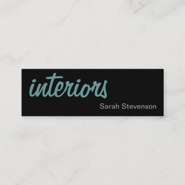 Skinny Black Blue Designer Business Card Mini Visitenkarte (Vorderseite)