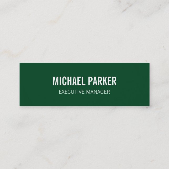 Skinny Forest Green Bold Text Stilvoll Beruflich Mini Visitenkarte (Vorderseite)