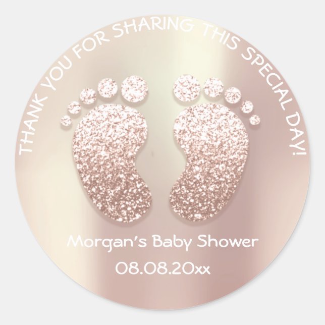 Skinny Glitzer Feet Baby Dusche Gefallen Vielen Da Runder Aufkleber (Vorderseite)