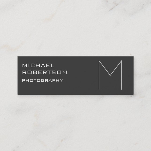 Skinny Gray Monogram Fotograf Business Card Mini Visitenkarte (Vorderseite)