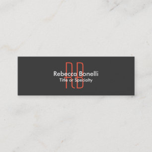 Skinny Grey Black Monogram Business Card Mini Visitenkarte