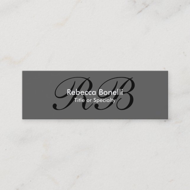 Skinny Grey Schwarz-weiß Monogram Business Card Mini Visitenkarte (Vorderseite)