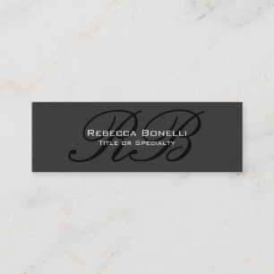 Skinny Grey Schwarz-weiß Monogram Business Card Mini Visitenkarte