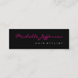 Skinny Hair Stylist Script Grau Pink Business Card Mini Visitenkarte