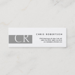 Skinny Monogram Schwarz-weiß Gray Business Card Mini Visitenkarte