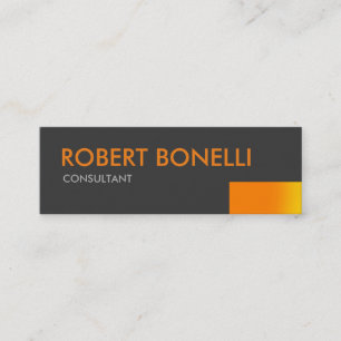 Skinny Orange Bold Text Gray Business Card Mini Visitenkarte
