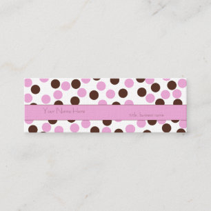 Skinny Pink and Brown Polka Dot Business Card Mini Visitenkarte